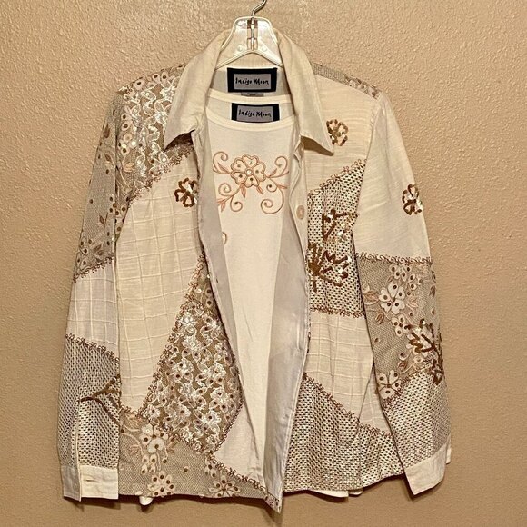 Indigo Moon Jackets & Blazers - Indigo Moon Beaded, Lace, sequined, Embroidered Women’s Blazer and Blouse Size M